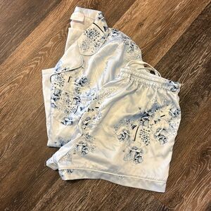 Blue Flower Silky pajamas set